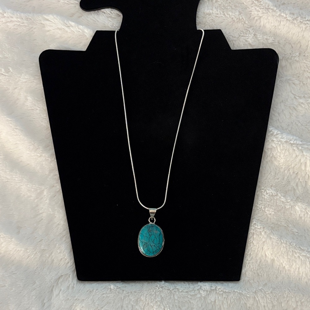 Sterling Silver Turquoise Pendant Necklace